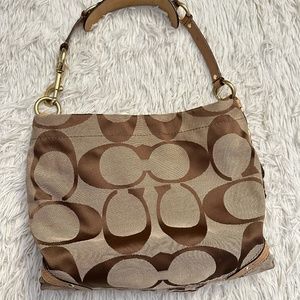 Coach Signature Monogram Carly Hobo Shoulder Bag